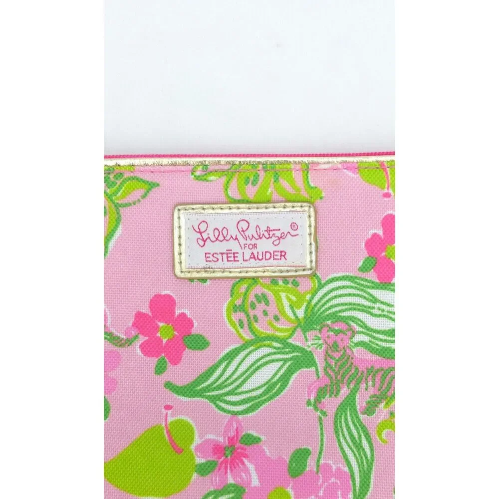 Lilly Pulitzer‎ for Estee Lauder Cosmetics Bag Pouch Collaboration Floral Tiger